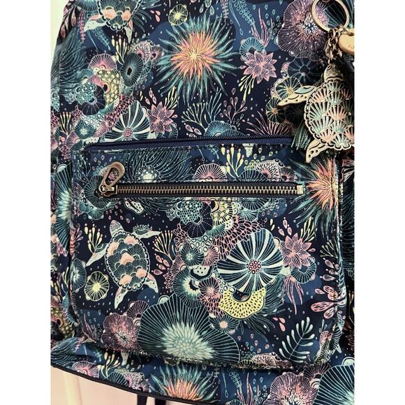 Sakroots Loyola Convertible Eco Twill Blue Turtle Print Backpack - Picture 3 of 5